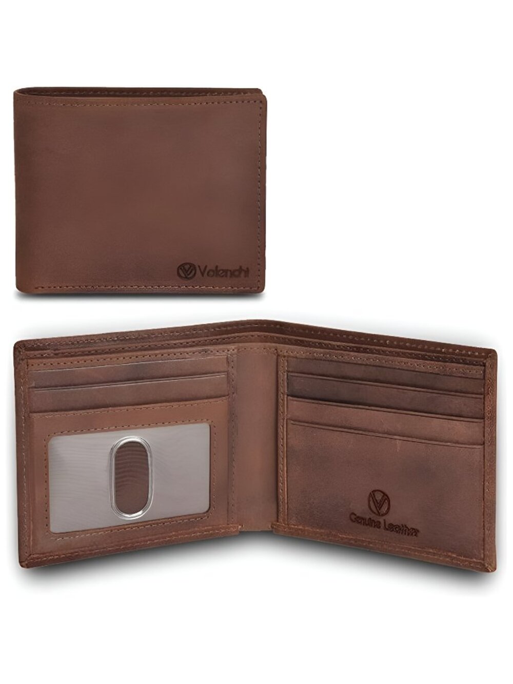 Genuine Leather RFID Blocking Handmade Bifold Wallet for Men - Slim Mens Wallet